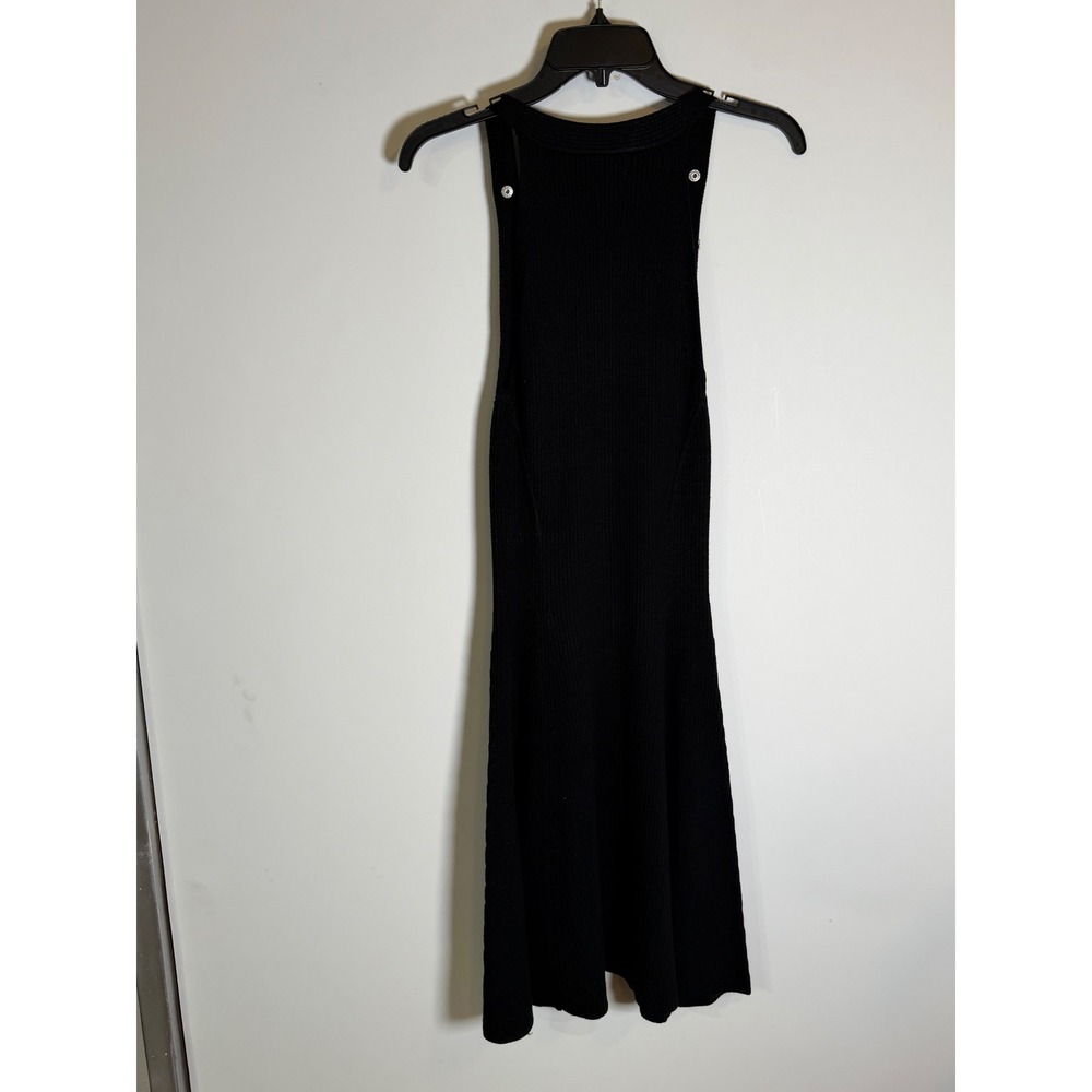Carmen Marc Valvo Black Ribbed Knit Fit and Flare Sleeveless Dress CD0A029 M - Picture 3 of 6
